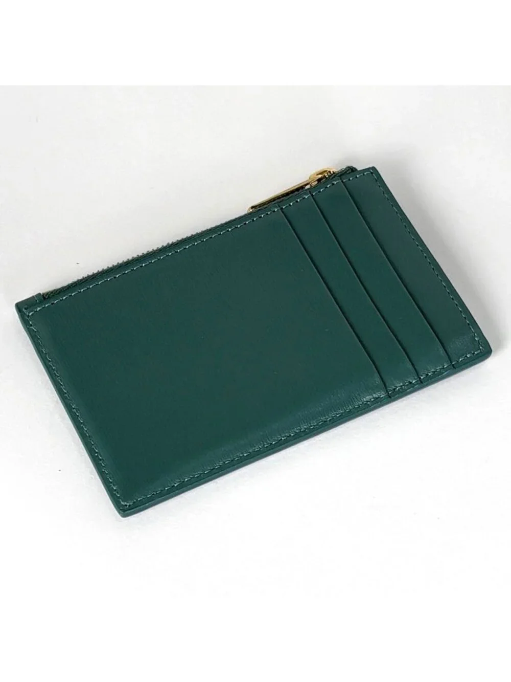 Celine Zip Card Holder Leather Green